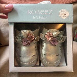 Robeez Soft Soles Silver Unicorn Shoes